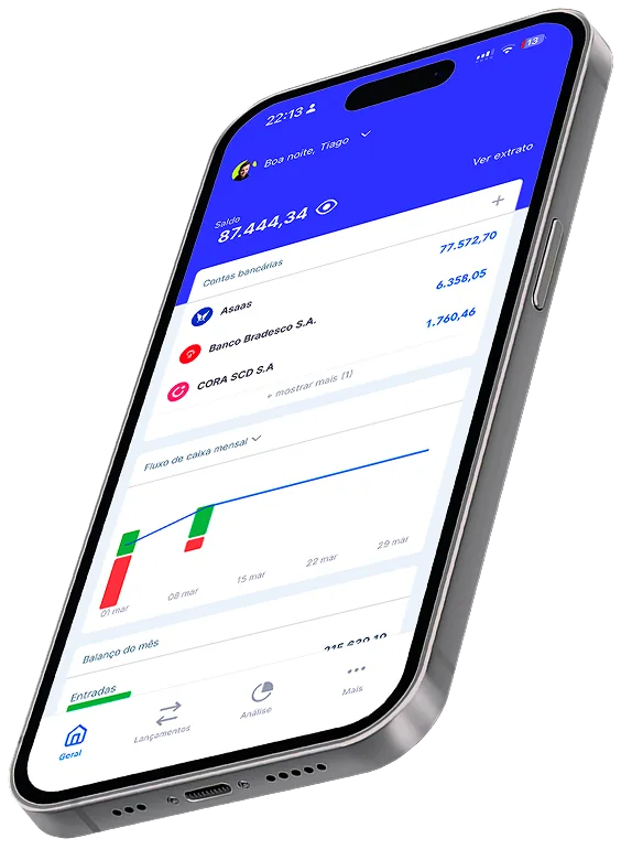 Controlle Mobile exibindo o painel financeiro